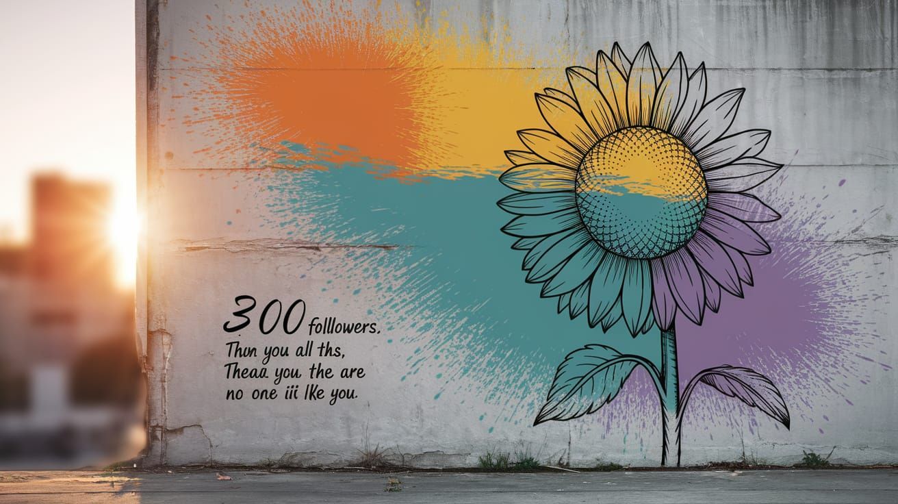 Sunflower Splash Art Mural at Sunset