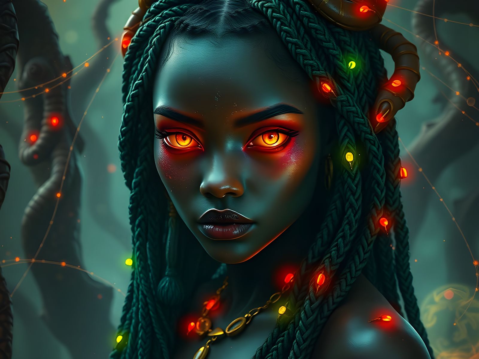 Voodoo Witch with Ancient Ruins, Digital Illustration