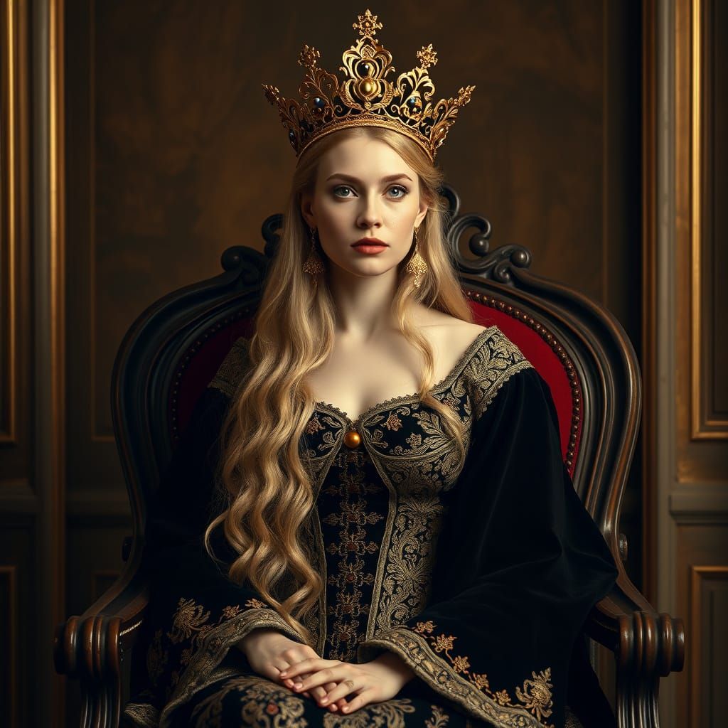 Elegant Woman in Golden Regalia