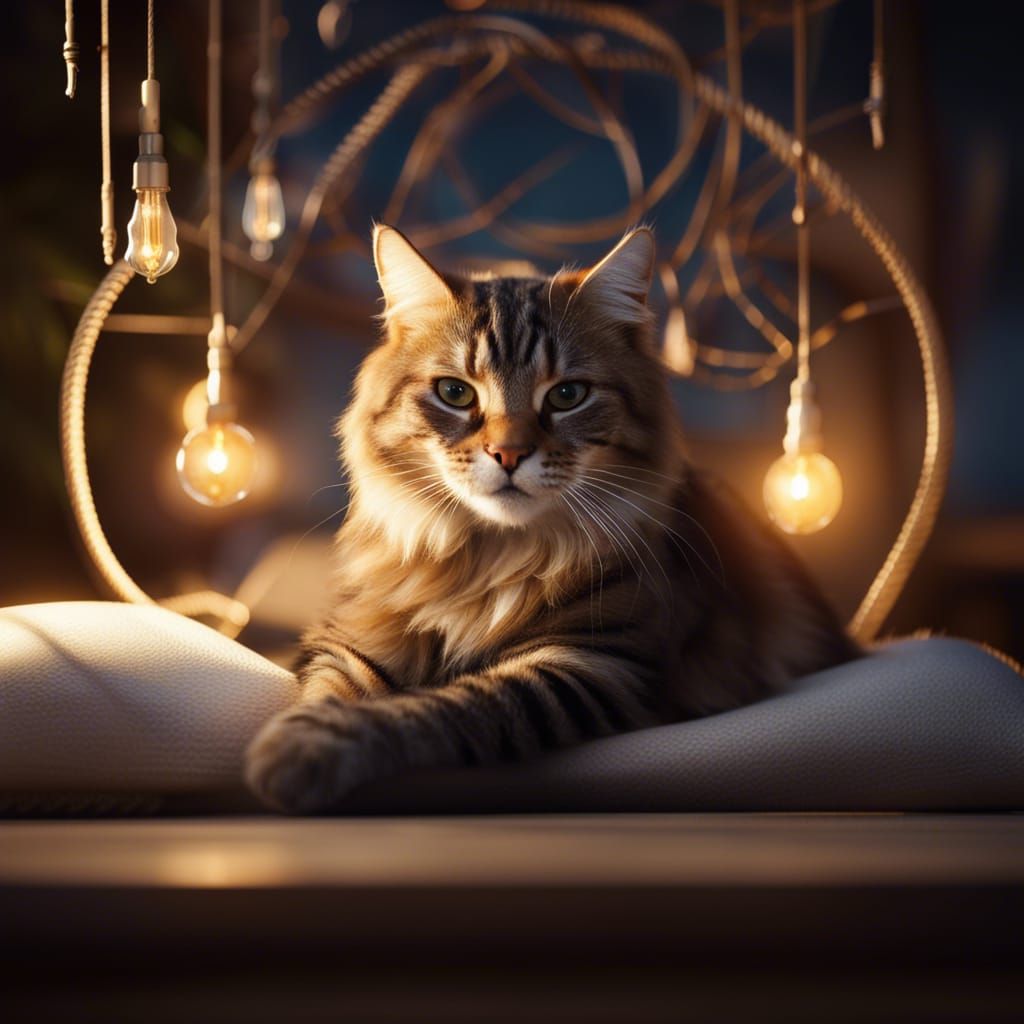 Cat's Dream: Tranquil Moonlight Scene in 8K