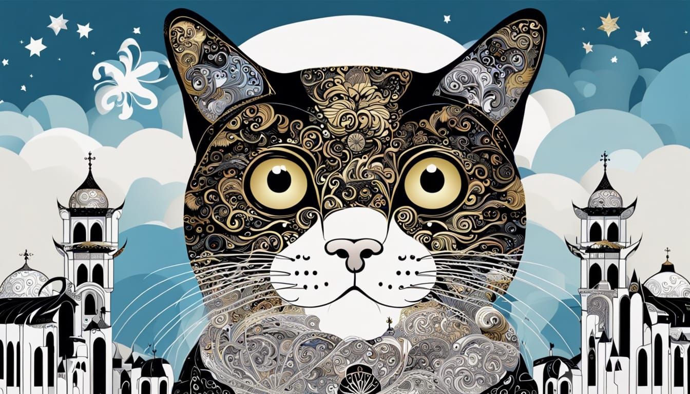 Golden Feline Star Wars Character in Art Nouveau Style