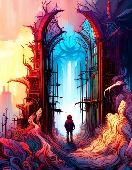 Heaven's Gate: Intricate Digital Art in Dreamy Lighting