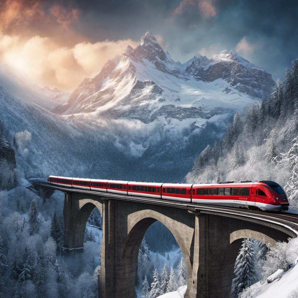 Gothic Architecture Meets Glacier Express in Matte Painting