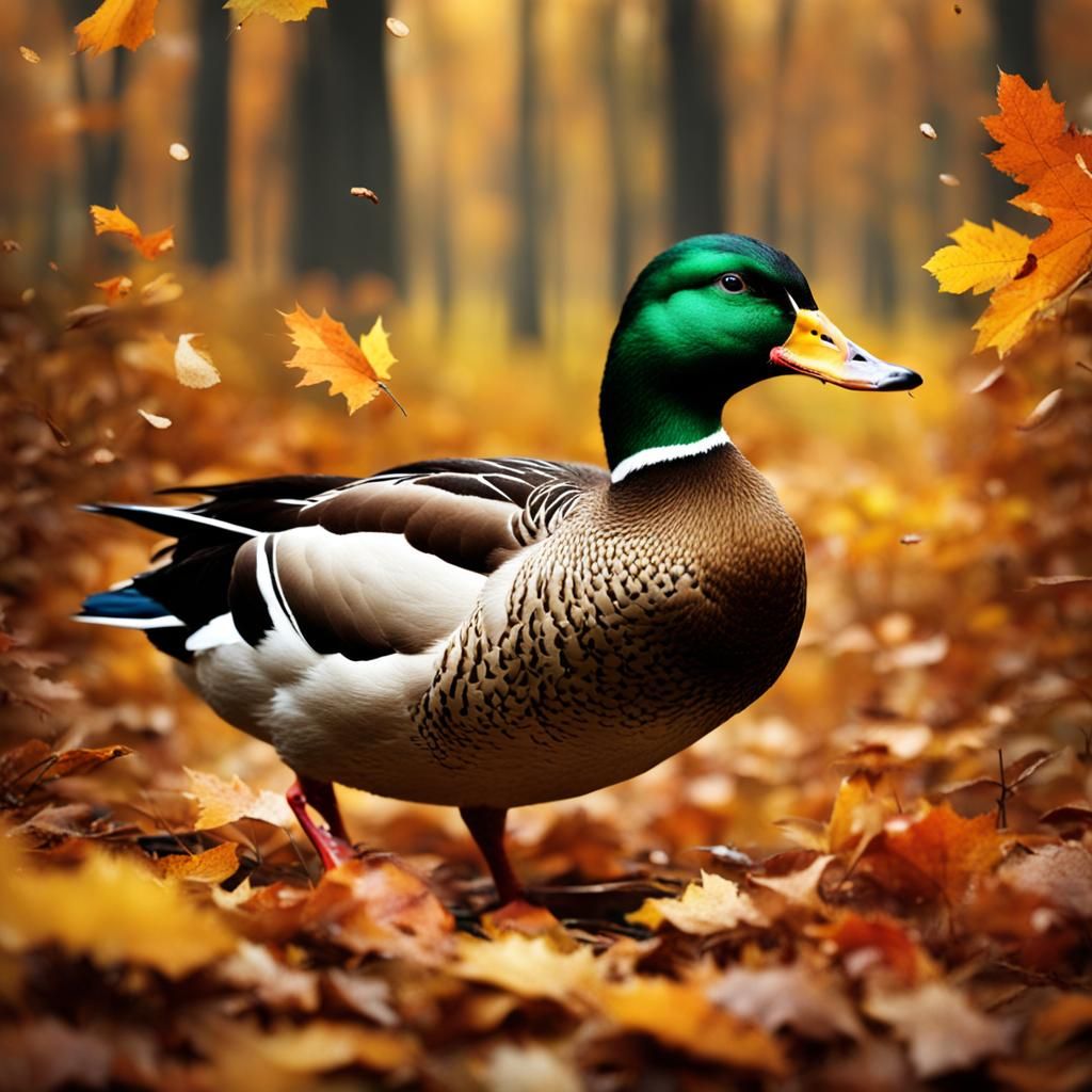 Duck Vibing in an Autumn Forest