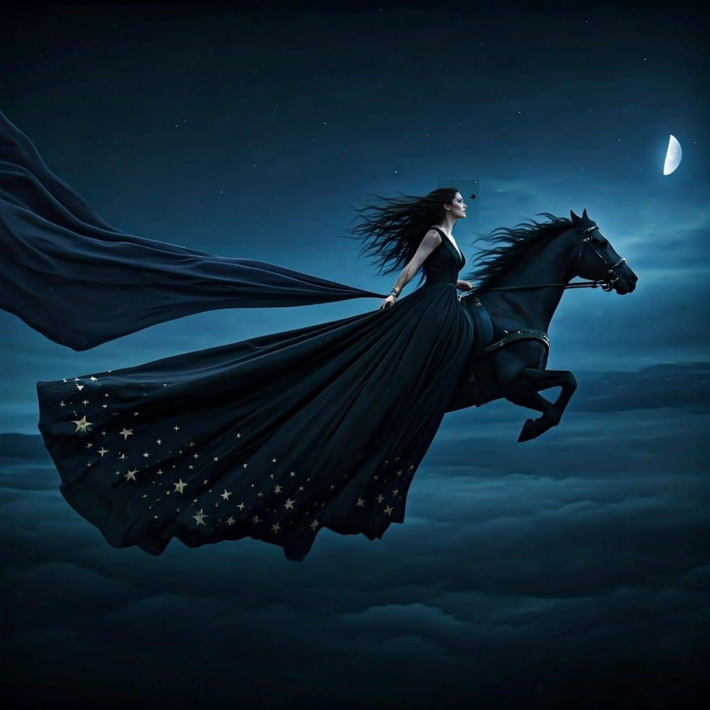 Ethereal Goddess of Night in Cinematic Glory