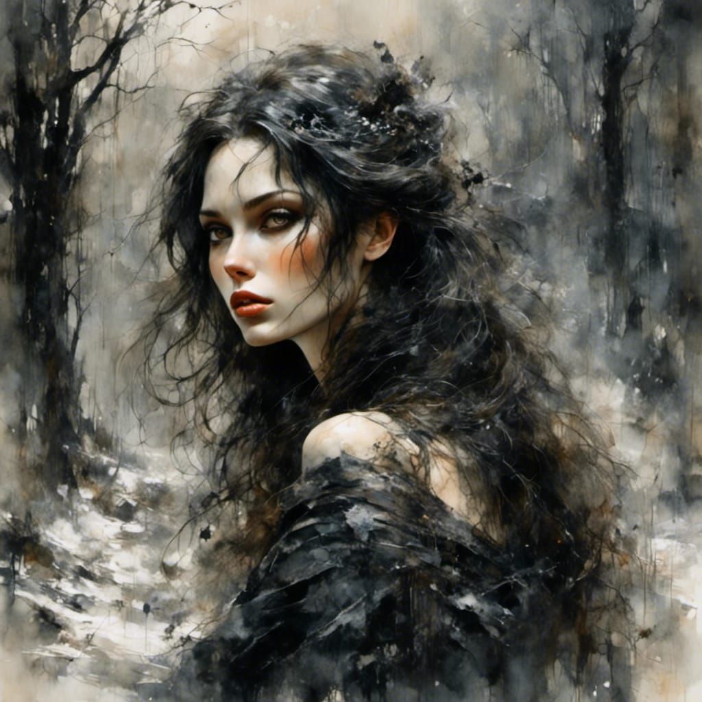 Lady in Black looking back