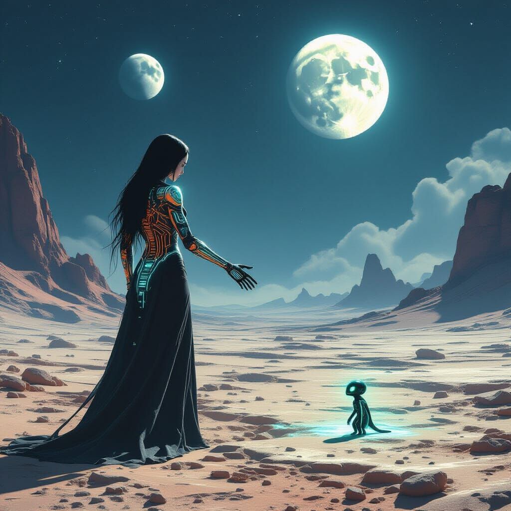 Synthetic Woman Discovers Alien Life on Desolate Planet