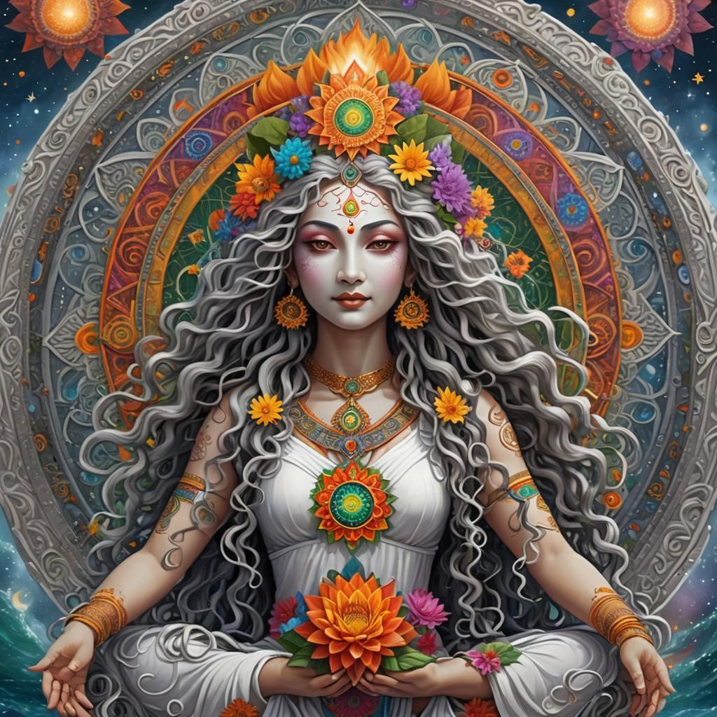 Hindu Goddess in Cosmic Yoga, Digital Art