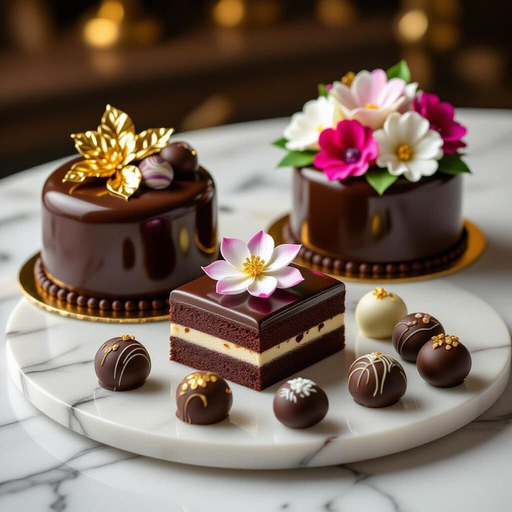 Chocolate Masterpieces on Marble: Edible Art