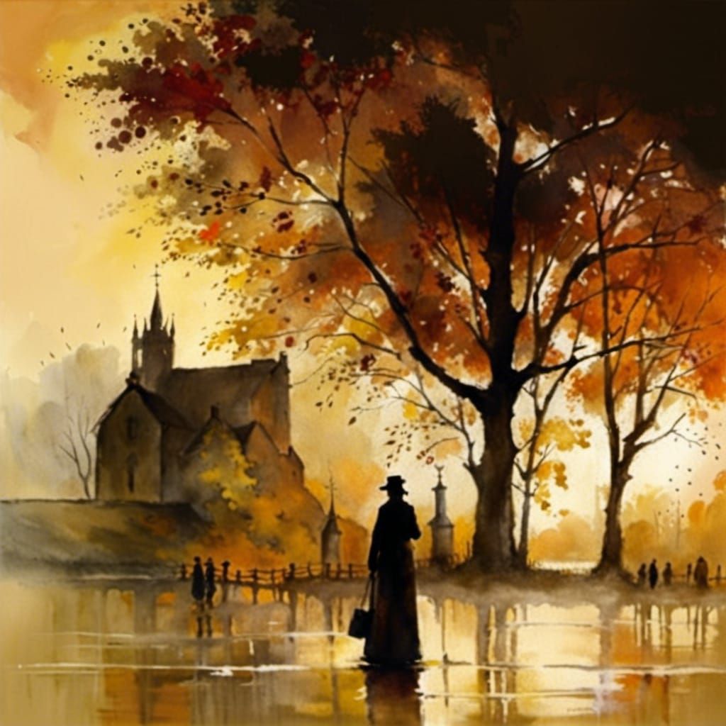 Evocative Watercolor Landscape Painting