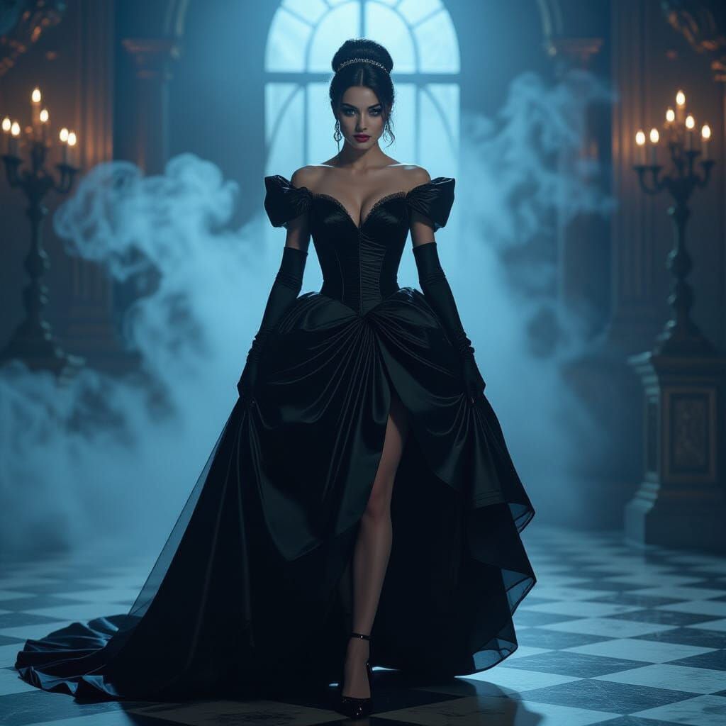 Gothic Cinderella Villain in Dramatic Chiaroscuro Lighting
