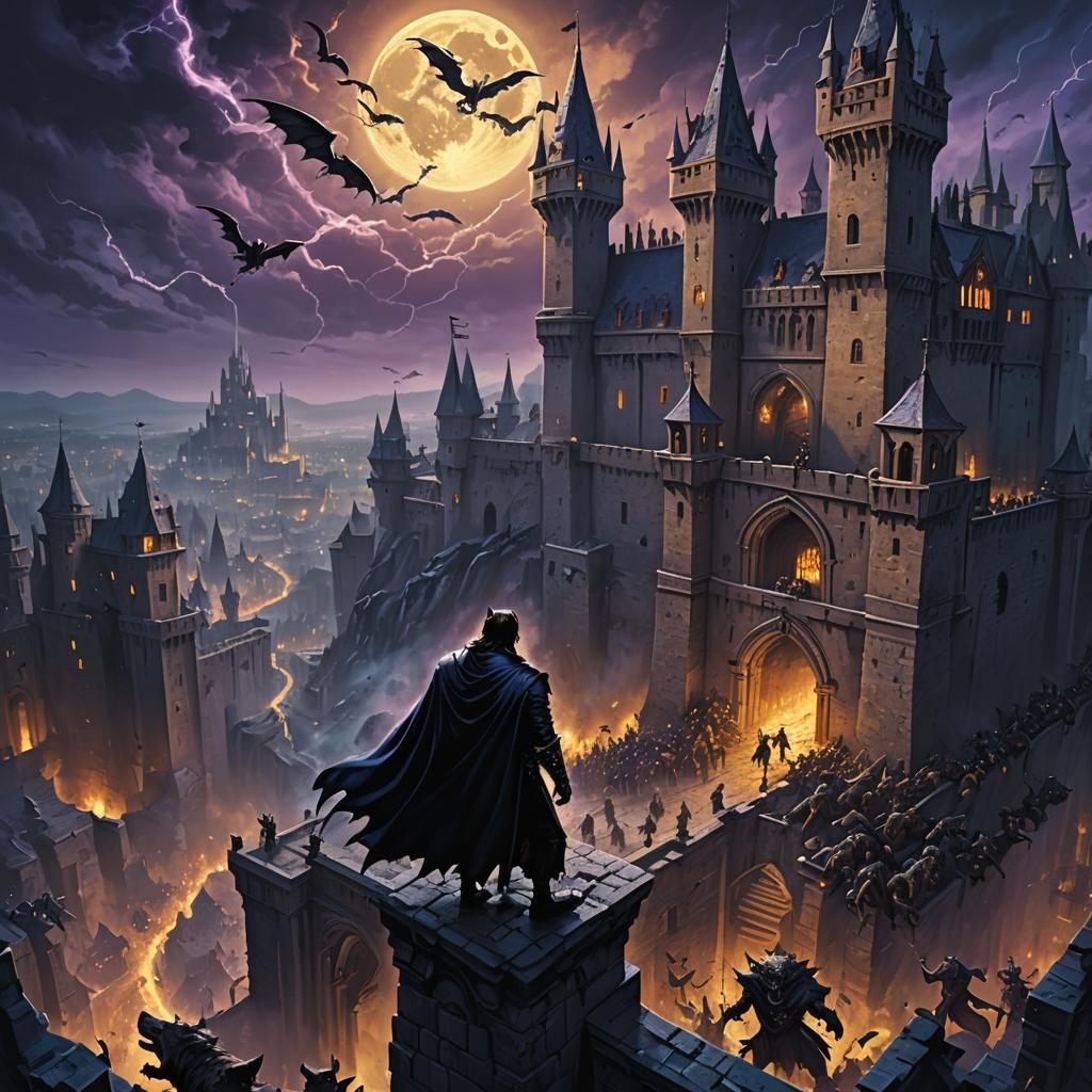 Vampire Overlook: Werewolf Horde in Dark Fantasy Art