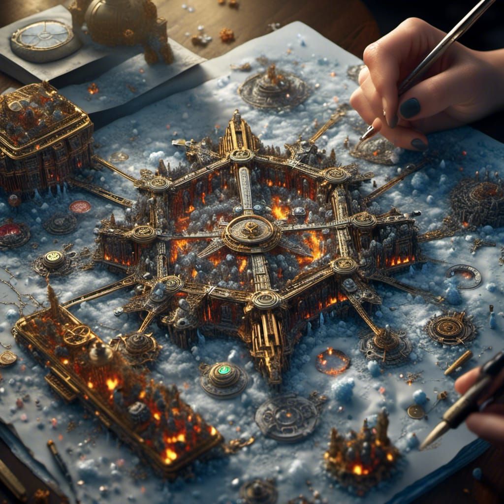 Cyberpunk Steampunk 3D Treasure Map