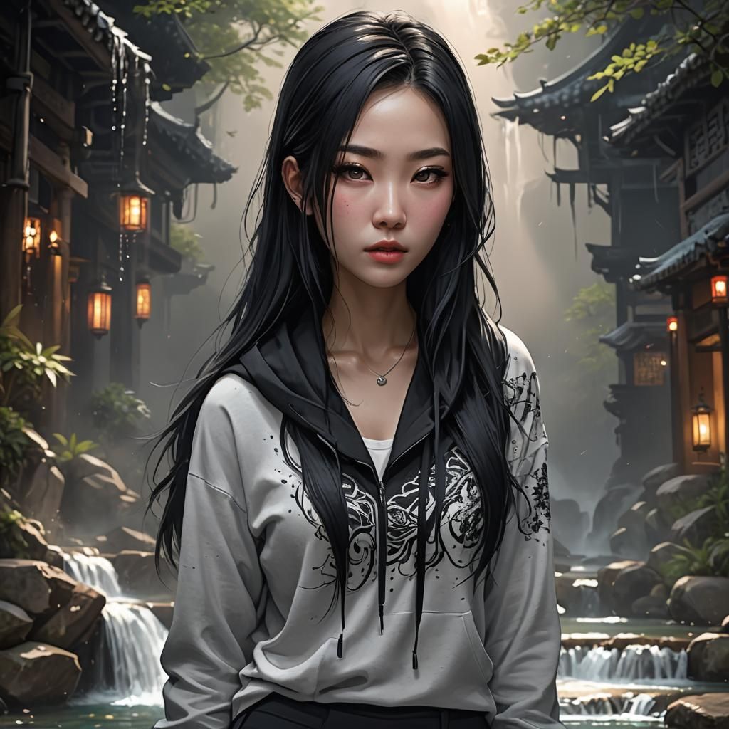 Captivating Chinese Girl in Striking Digital Art