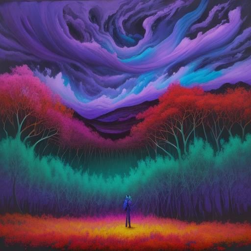 Dreamlike Figure in Surrealist Oil Painting