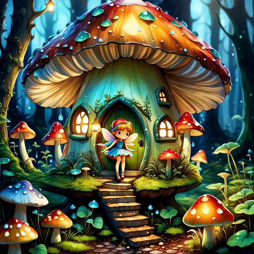 Enchanting Fairy Home in Glistening Forest