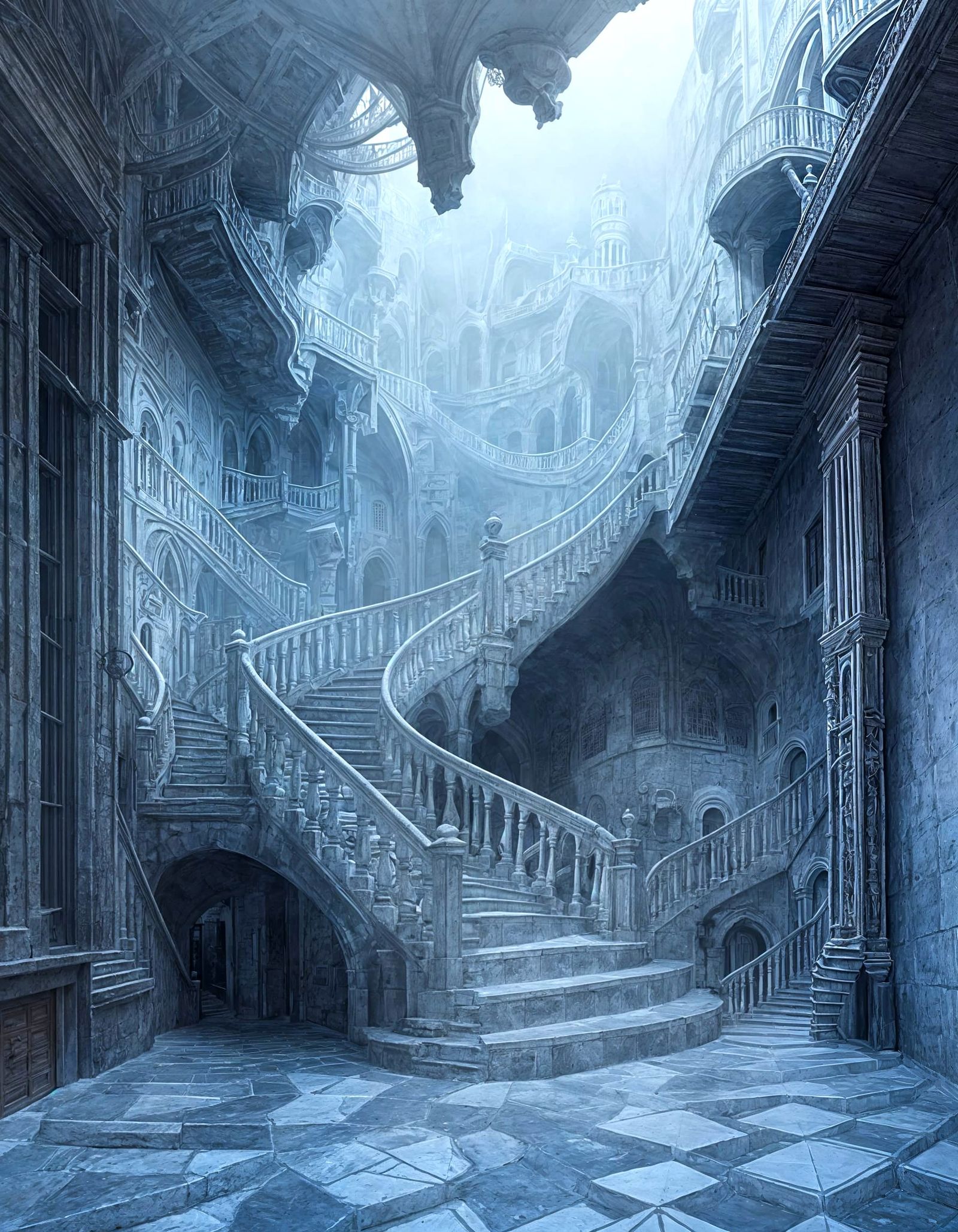 Escher-like Bone Staircase in Spanish Alley