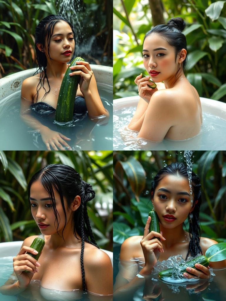 Woman's Playful Jungle Bath with Shampoo