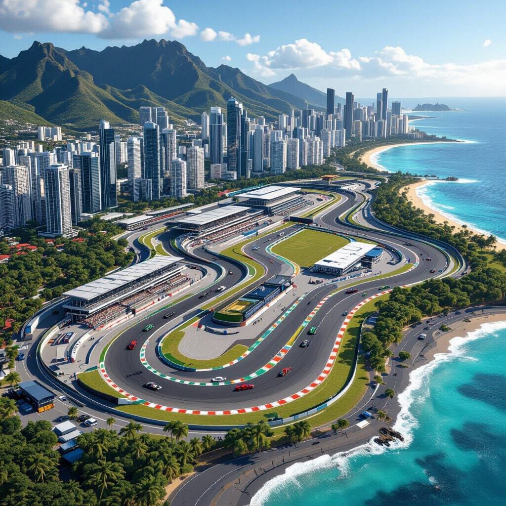 Aerial View of Tucano Grid Island F1 Circuit