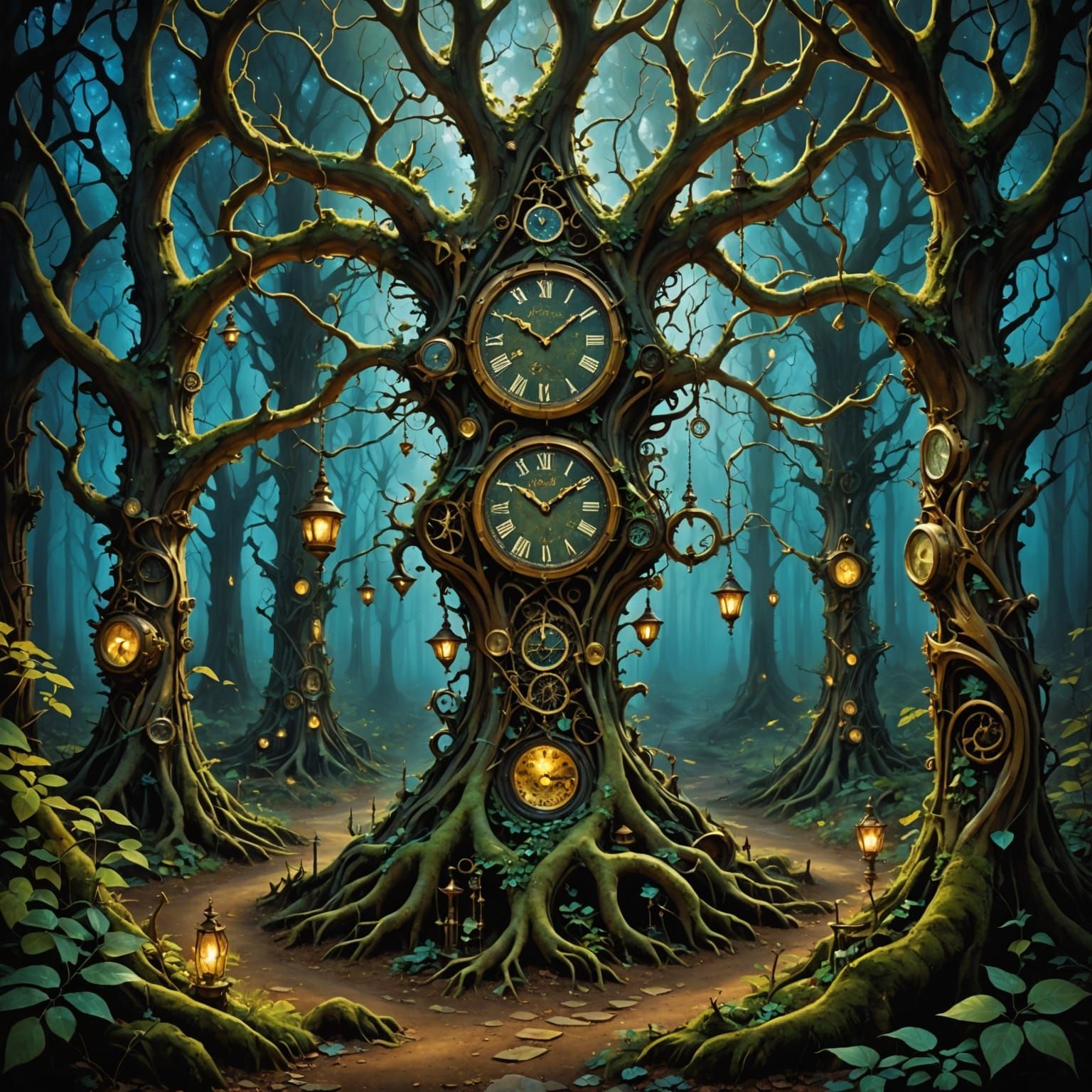 The Clockmaker’s Forest: A Surreal Timepiece Dream