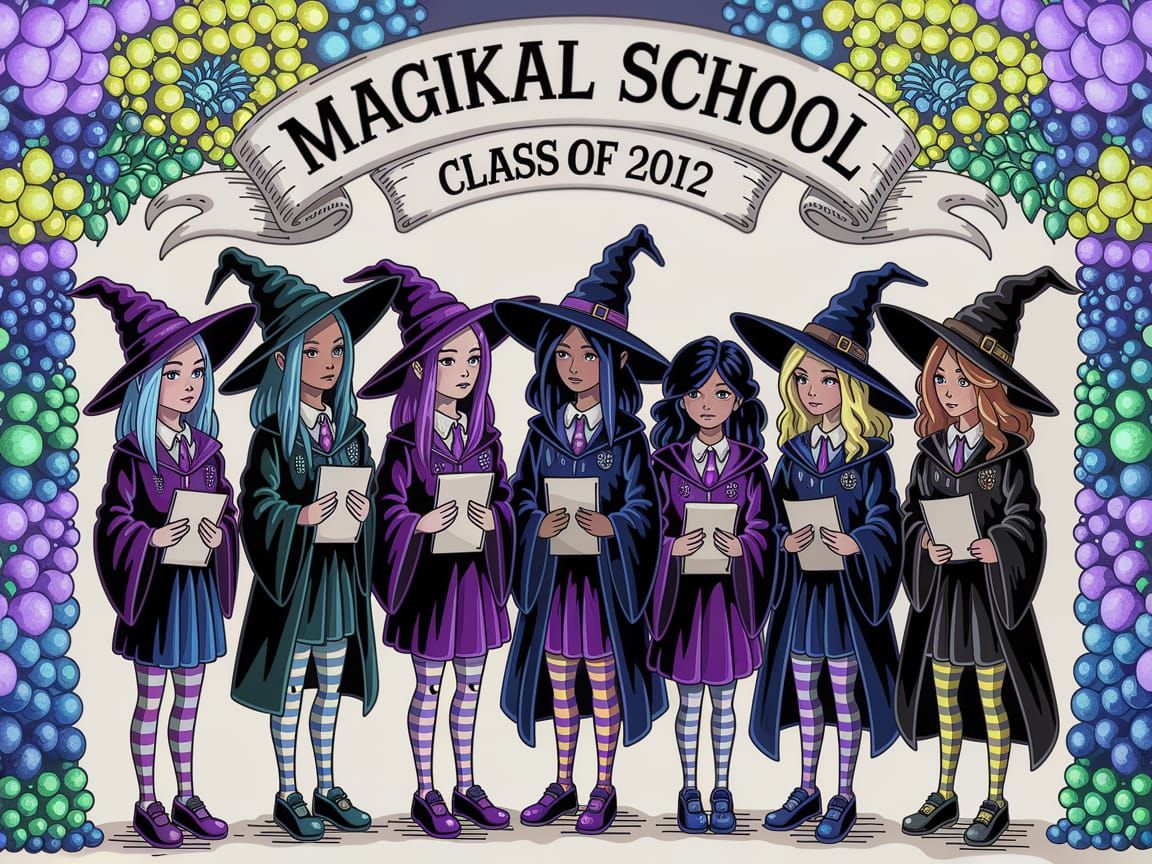 Intricately detailed alcohol ink illustration, a banner read...