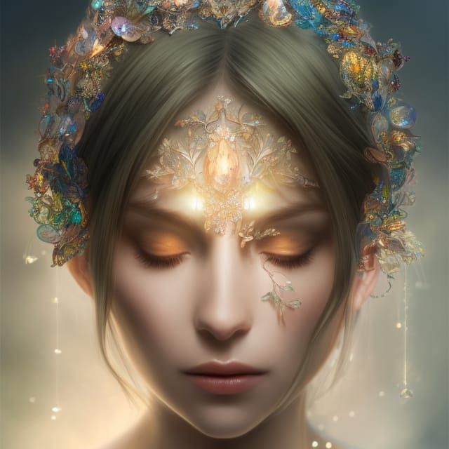 Glass Jewel Crown Digital Art in Cold Colors