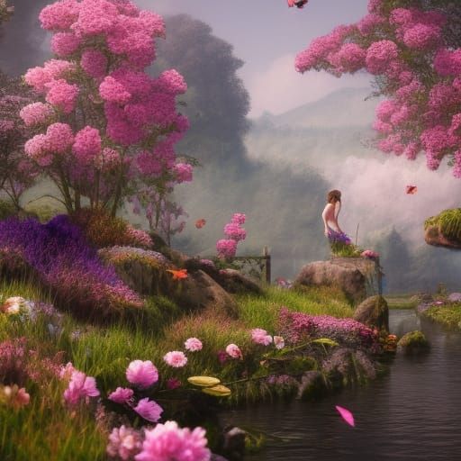 Detailed Flower Nymphs Fantasy Concept Art