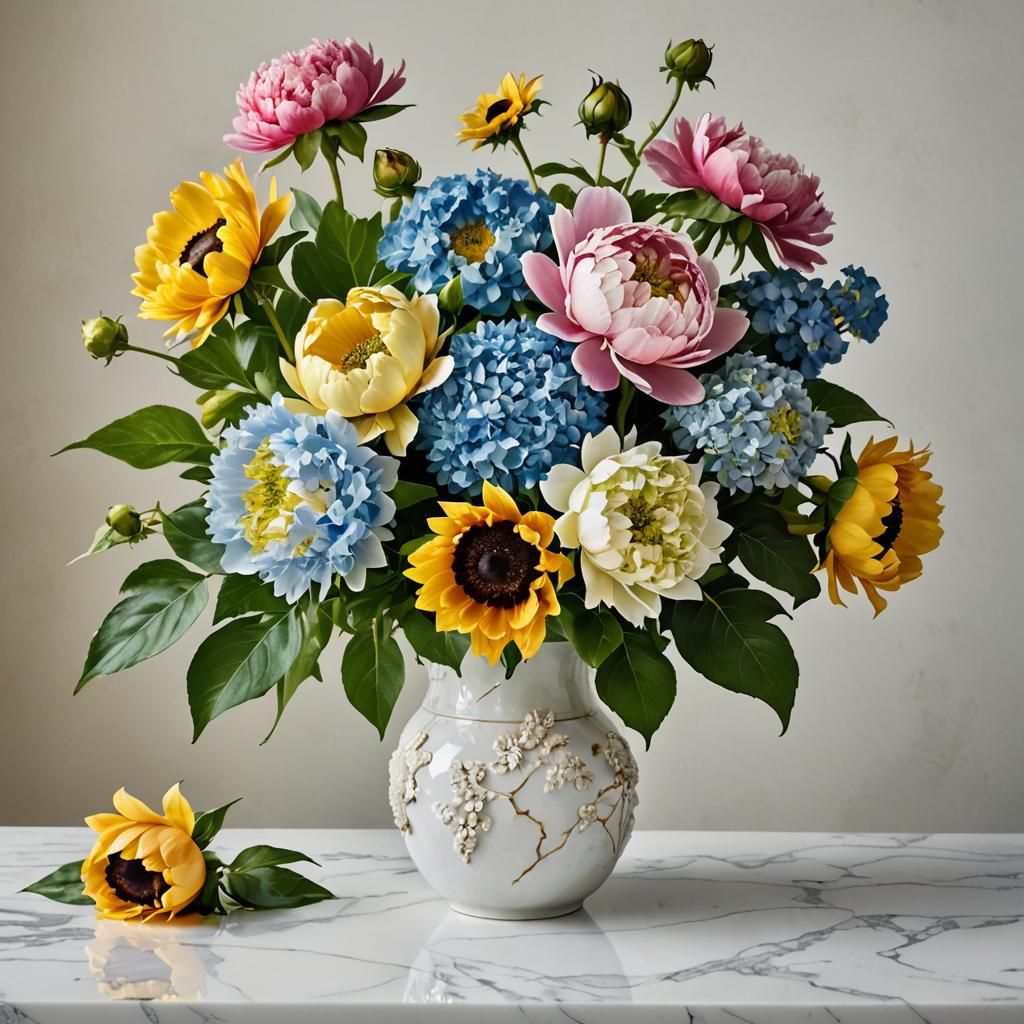 Summer Blooms in Hyperrealistic Digital Painting