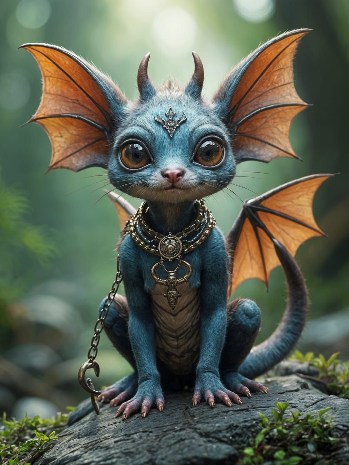 Chibi Spider-Bat Hybrid Portrait in Fantasycore Style