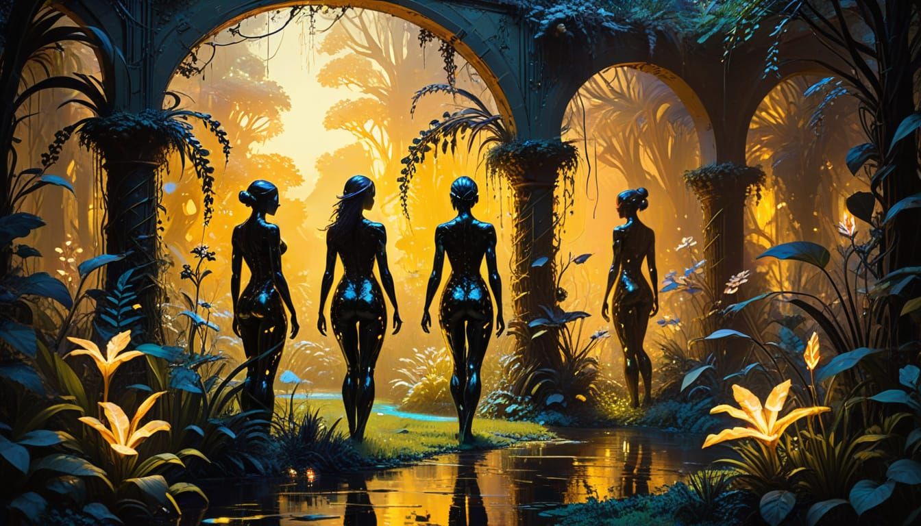 Futuristic Eden Garden with Bioluminescent Accents