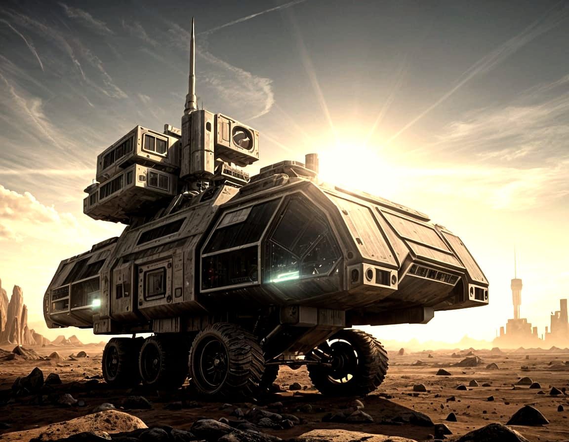 Mars Base-Station and Rover in Biomechanical Style