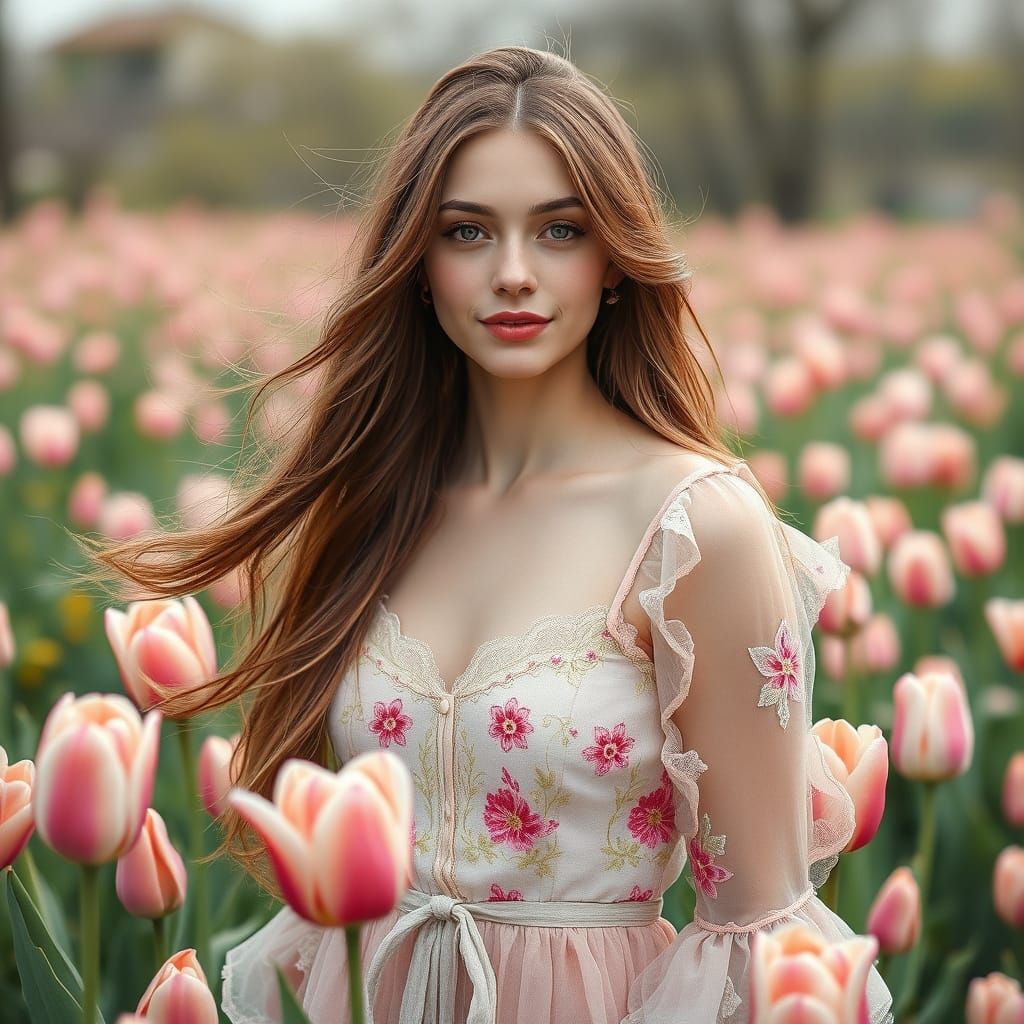 A Dreamy Springtime Scene in Soft Pastel Hues