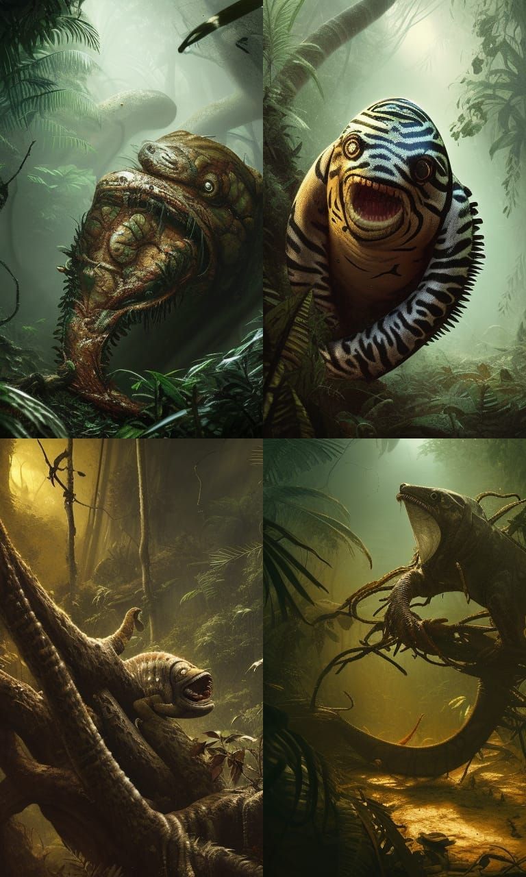 Camouflaged Jungle Creature in a Post-Apocalyptic Landscape