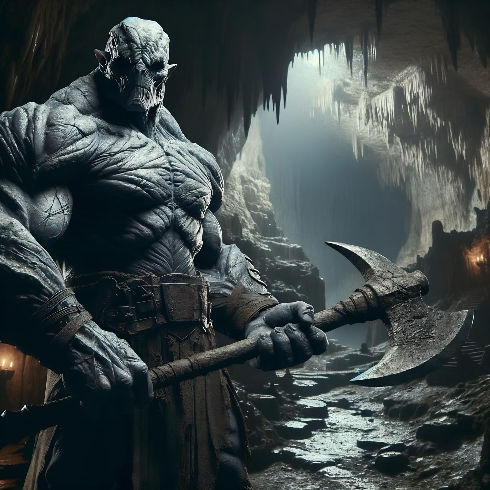 Grimlock Warrior in Dark Epic Fantasy Cavern