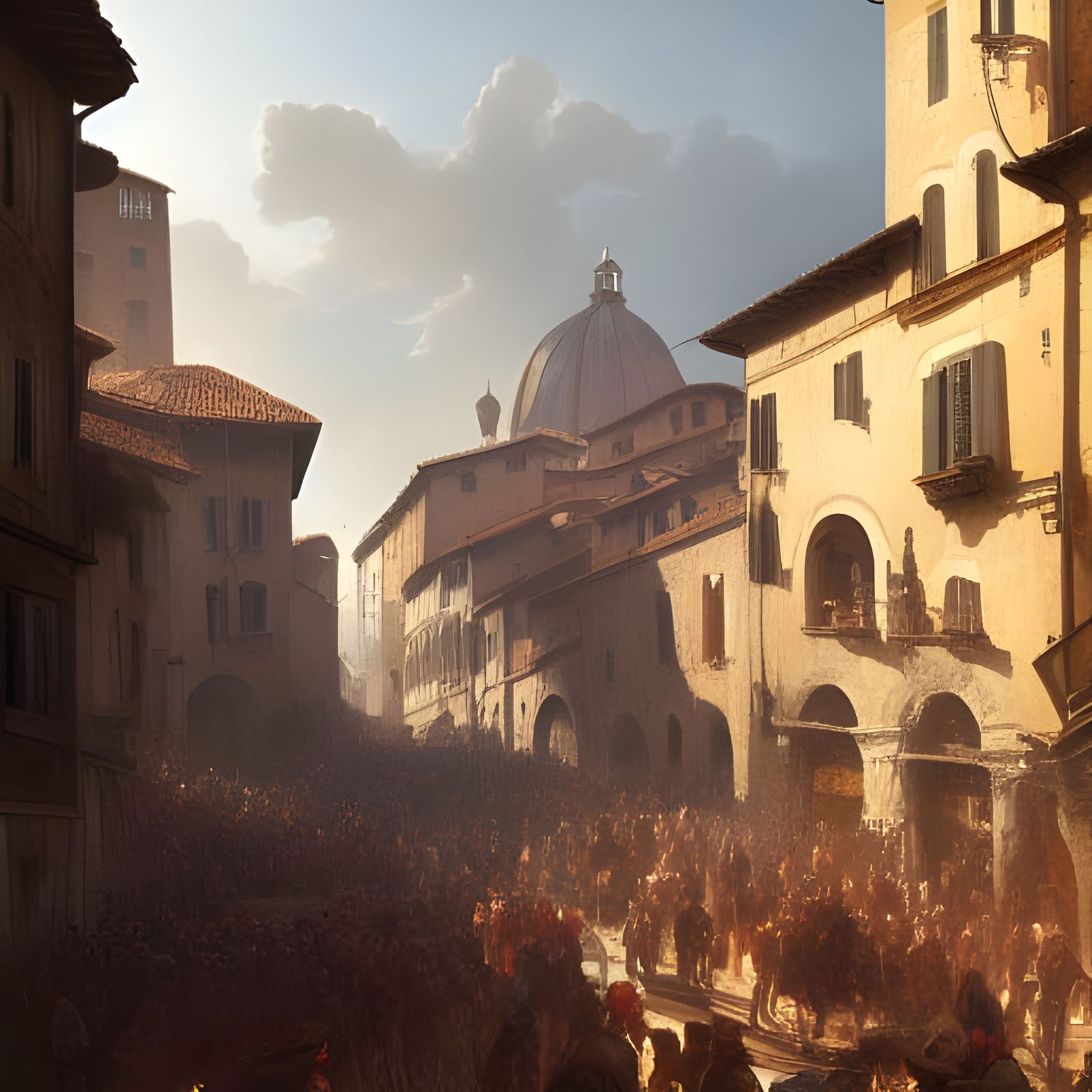 Medieval Tuscan Cityscape in Detailed Digital Art Style