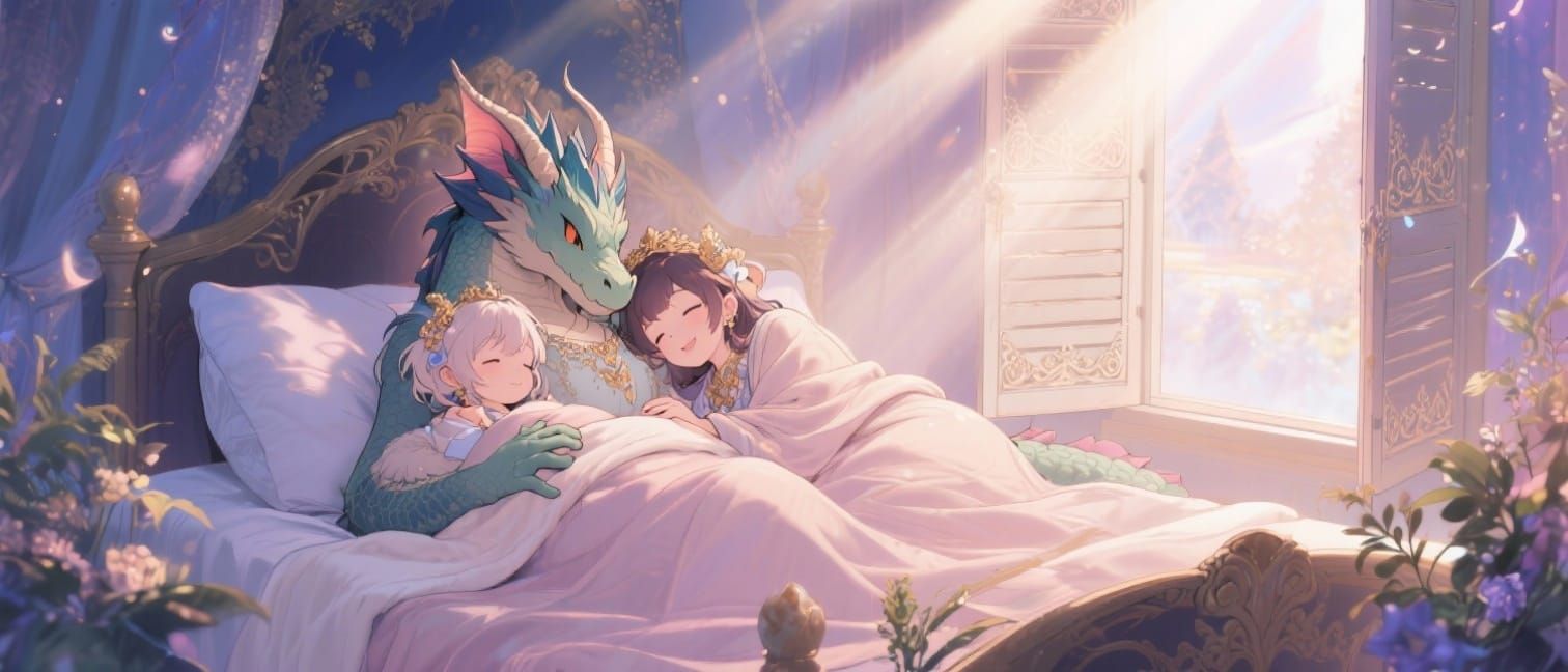 Enchanting Dragon Family in Anime Style