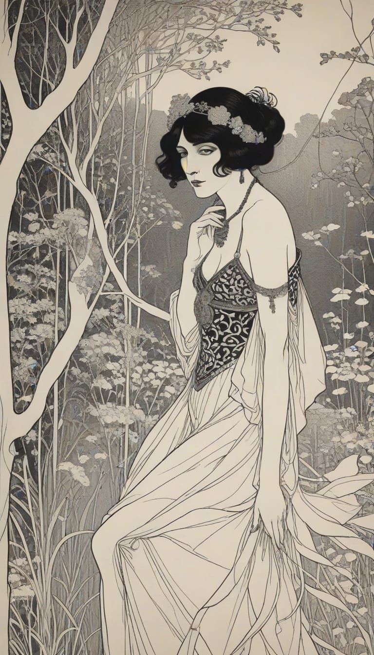 Art Nouveau Inspired Aubrey Beardsley Homage