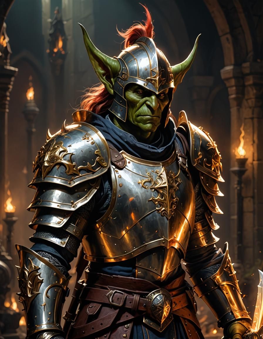 Goblin Paladin in Divine Armour