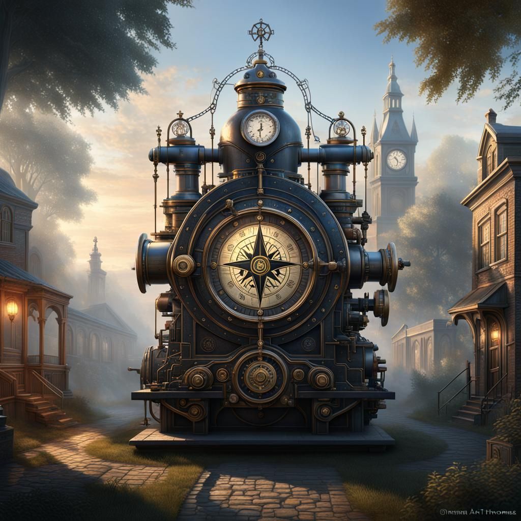 Freemason, square, compass, 666, DNA, Dawn of a new day, man from behind steampunk engine trending on Artstation Unreal ...