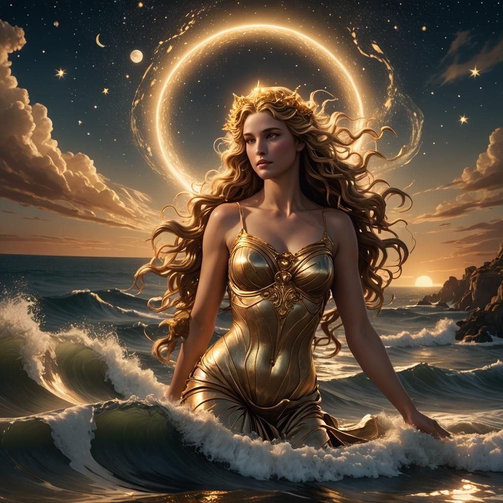 Aphrodite Rising: A Hyper-Realistic Digital Painting
