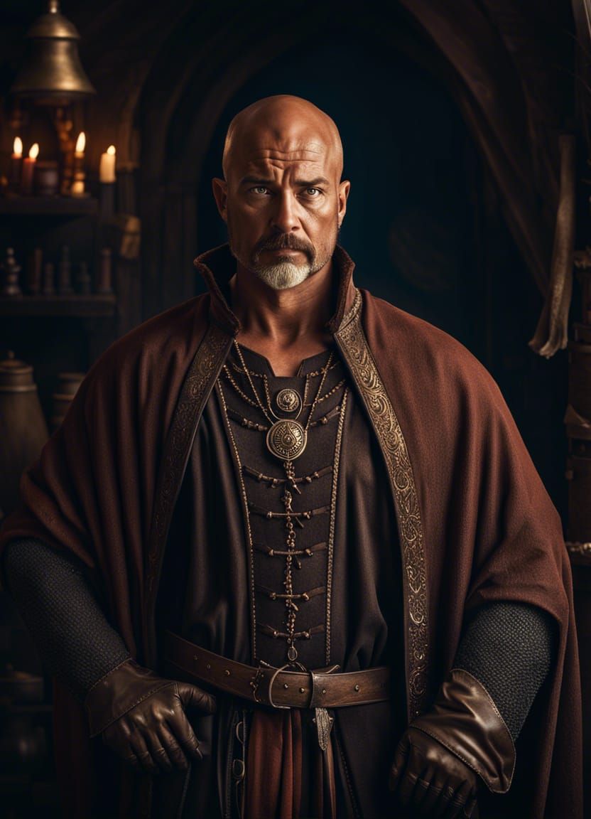 Friendly Merchant in Medieval Clothing: Fantasy Portrait