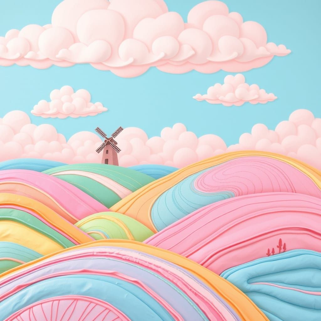 Pastel Playdough Hills with Windmill