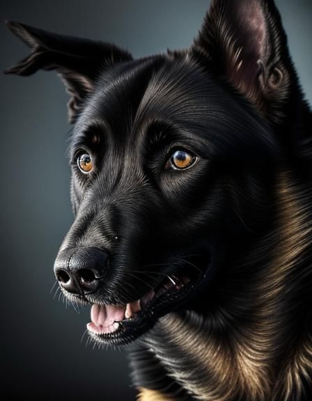 Photorealistic Belgian Malinois Portrait in Rembrandt Lighti...