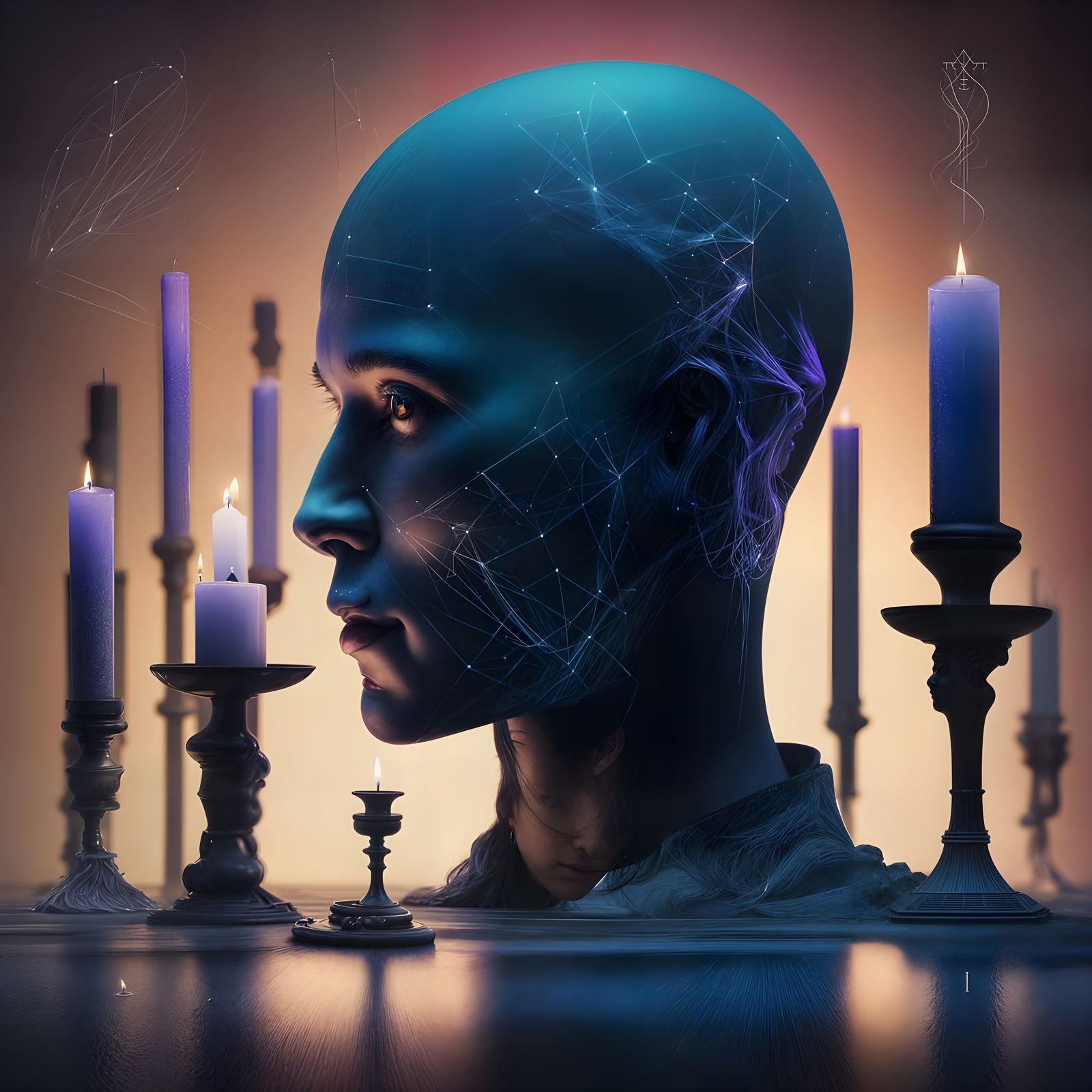 Abstract Person Blended with Market Chart Elements