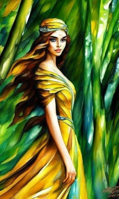 Wood Elf Portrait in Watercolor Style