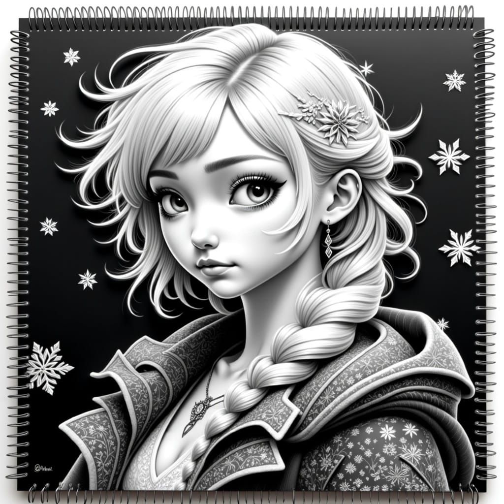 Eerie Elsa in Graphite Sketch Style