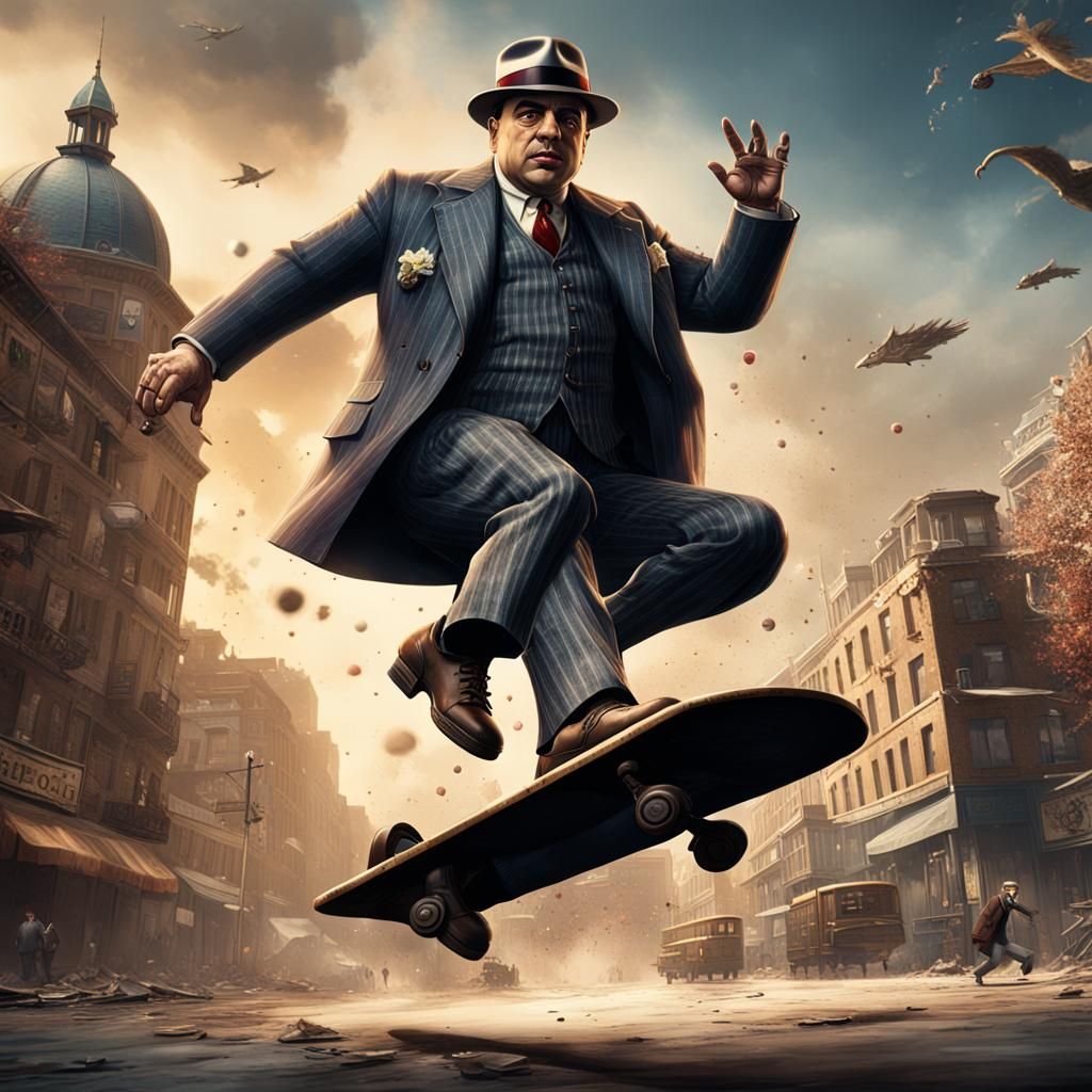 Al Capone Kickflip: Detailed Matte Painting