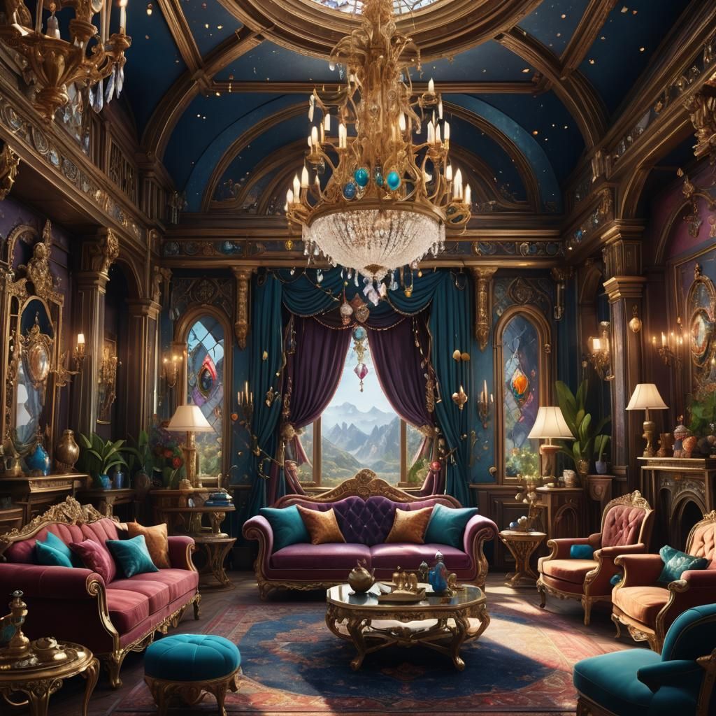 Jeweled Living Room: Fantasy Concept Art