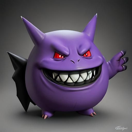 Hyperrealistic Gengar Pokemon Illustration