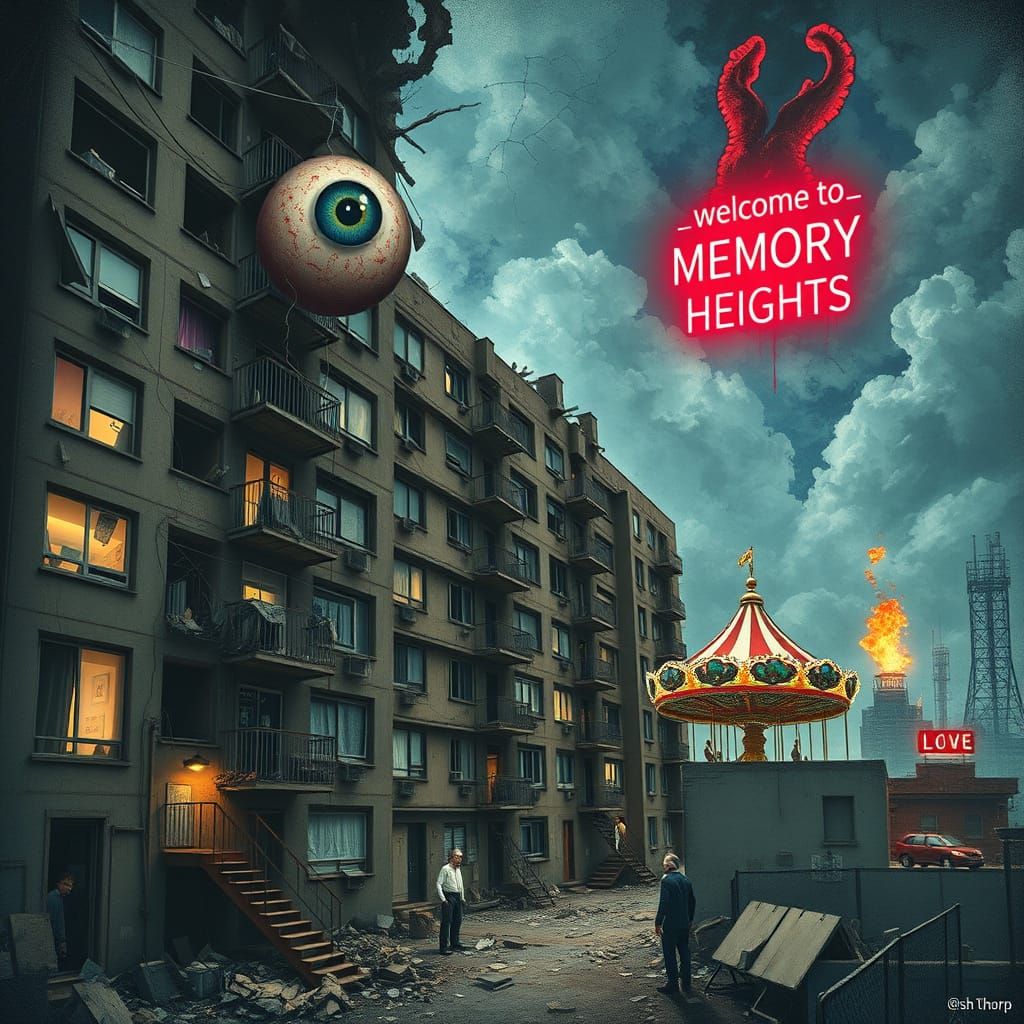 Memory Heights: Surreal Mindscape in Beksiński Style
